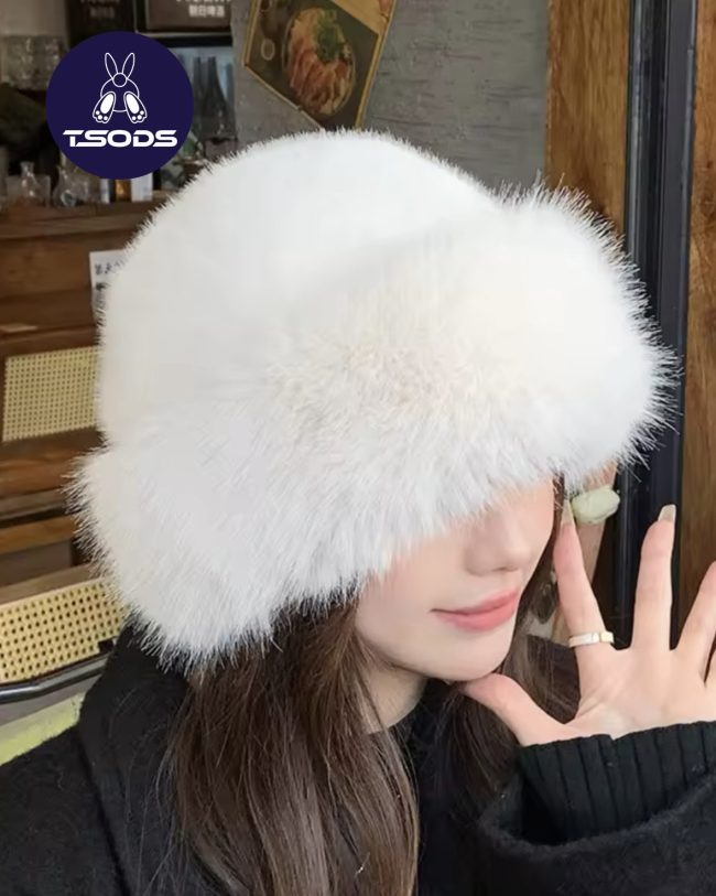Шапка з еко хутра жіноча кругла шапка монголка TSODS